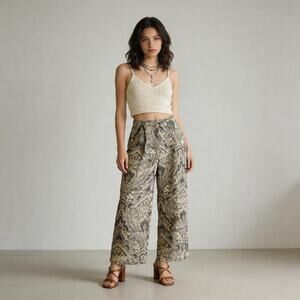 Vintage 90s Ann Taylor Petites Paisley Viscose Pants – Made in USA – 12P